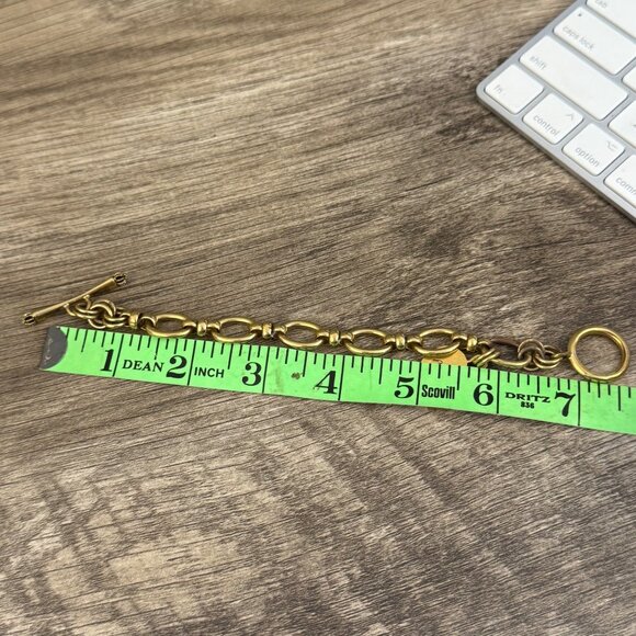 VTG Juicy Couture Gold-Tone Link Bracelet With Heart Charm & Engraved Design - Picture 7 of 7